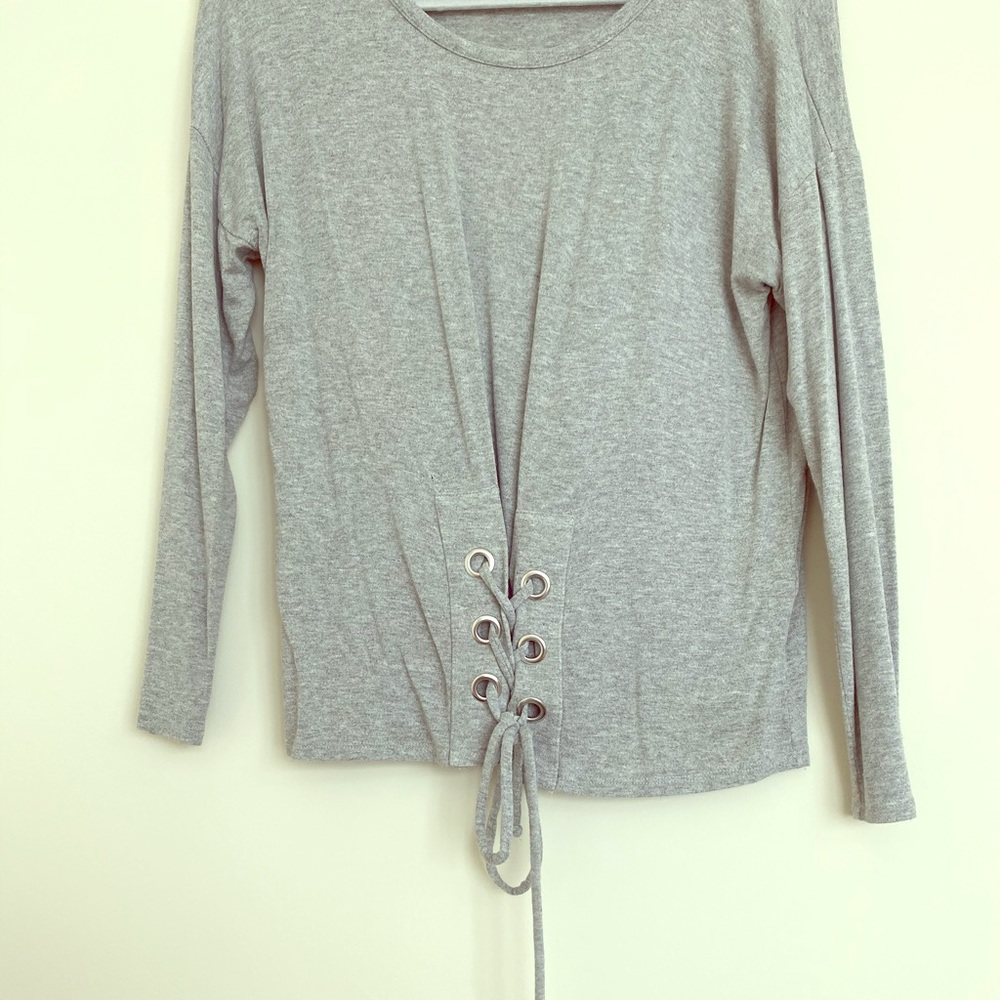 Lace Up Grey Sweater 🌚
